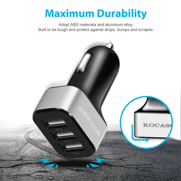 30W USB Car Charger | 3-Port Cigarette Lighter Adapter, 5.5A Total Output - Image 5