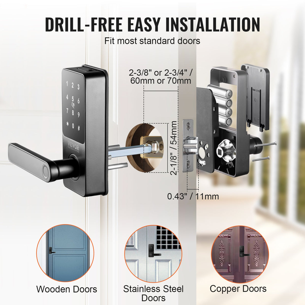 Smart Lock, 5-in-1 Smart Door Knob, Fingerprint Deadbolt With App Control, Bluetooth Smart Lock, Keyless Entry Door Lock With Handle, Biometric Door Lock, Keypad Digital Door Lock  - Image 5
