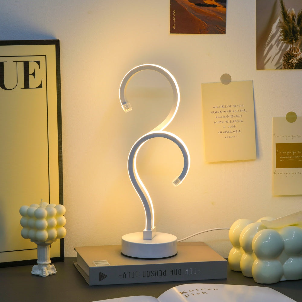 Creative Double Question Mark Elegant White Desktop Lamp, USB Power Supply - Three Color Lighting, Suitable For Bedroom - Image 3