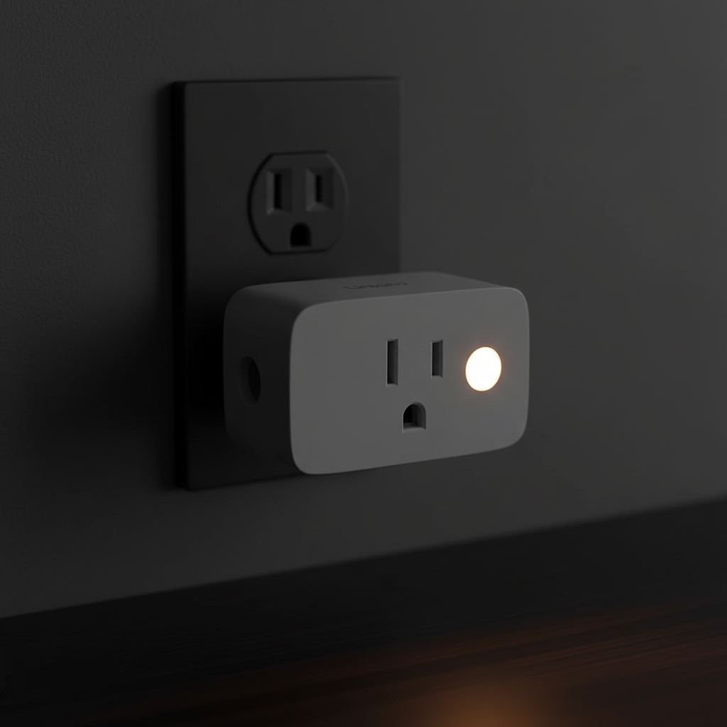 Linkind Smart Plug LED night light glowing softly - dusk to dawn feature close-up